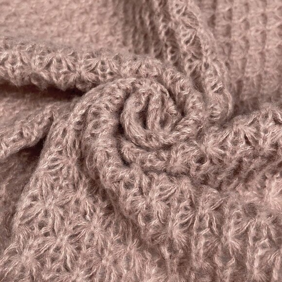 Khaki Casual Women's Dropped Shoulder Long Sleeve Hollow Out Loose Cardigan - Picture 7 of 7